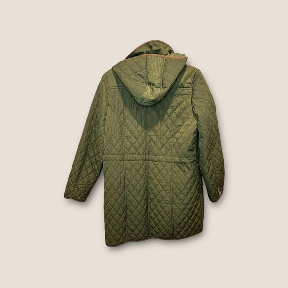 Orvis Women’s Long Quilted Winter Coat Size Large Army Green - Picture 2 of 6